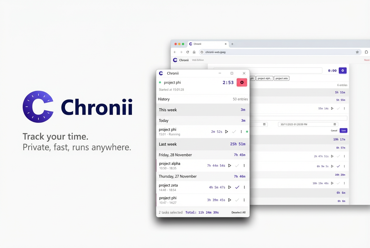 Chronii app mockup (light)